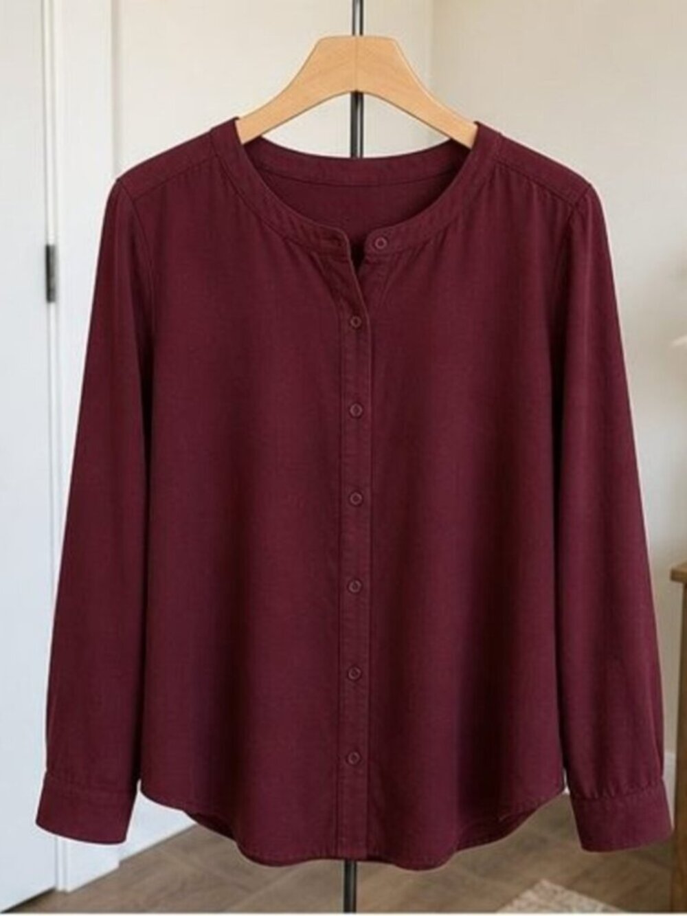 Burgundy V Neck Top